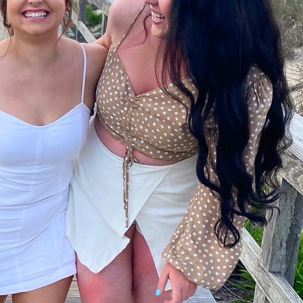 Lulu's Brown and White Polka Dot Crop Top